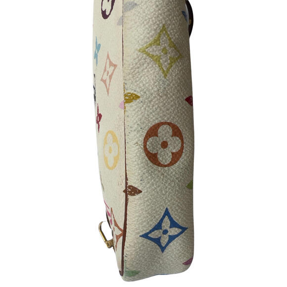 Louis Vuitton Murakami Pochette Baguette White Leather w/Multicolor LV Monogram - Picture 4 of 13